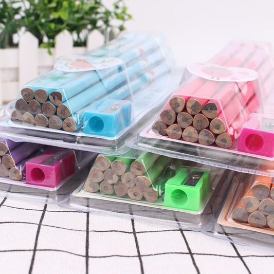 Juego de lápices HB para estudiantes de jardín de infantes y primaria con sacapuntas, ayuda para el agarre, borrador, cuerpo de lápiz triangular y hexagonal con borrador.