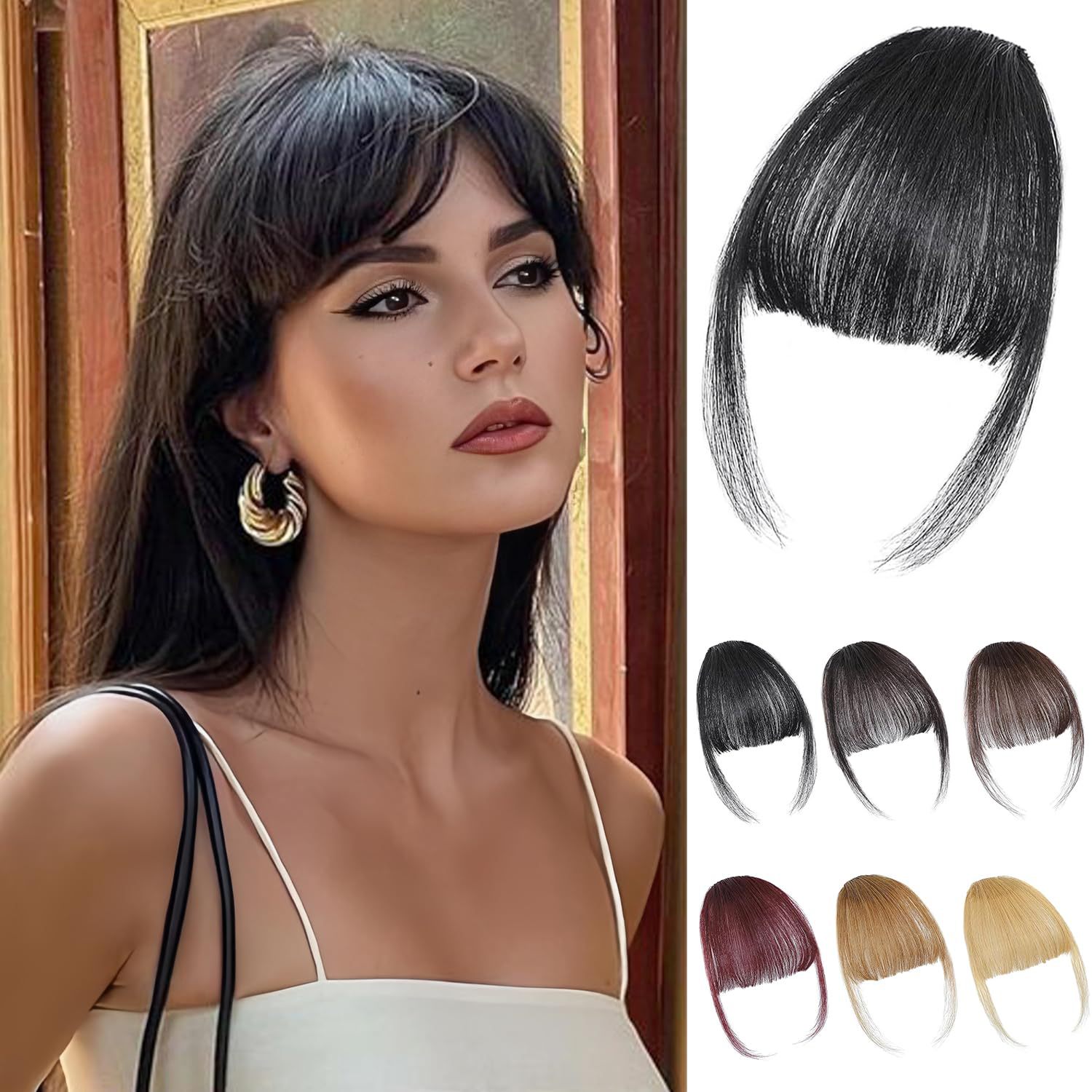 Full Real Hair Wig with Bangs, Foreign Trade Wig Extensions, Amazon Best-Selling Air Bangs, Sideburns, European and American Wigs