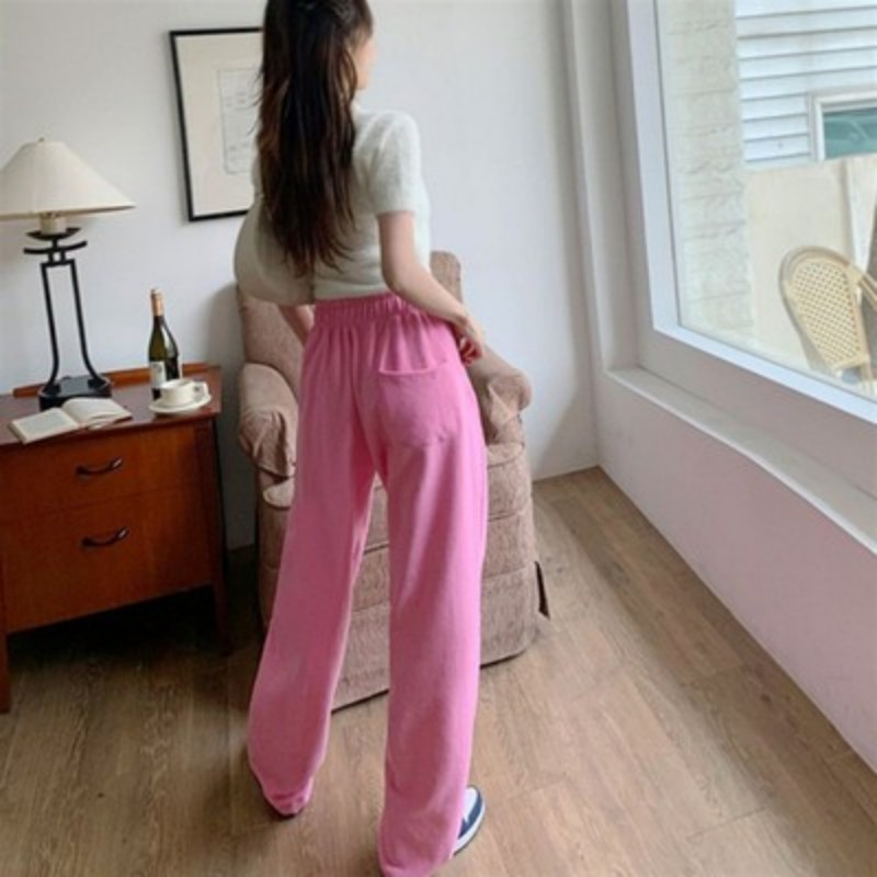 2025 primavera y otoño nuevo estilo versión coreana de los pantalones casuales delgados de todo fósforo sueltos y rectos, pantalones deportivos de dos desgaste, moda femenina image 9