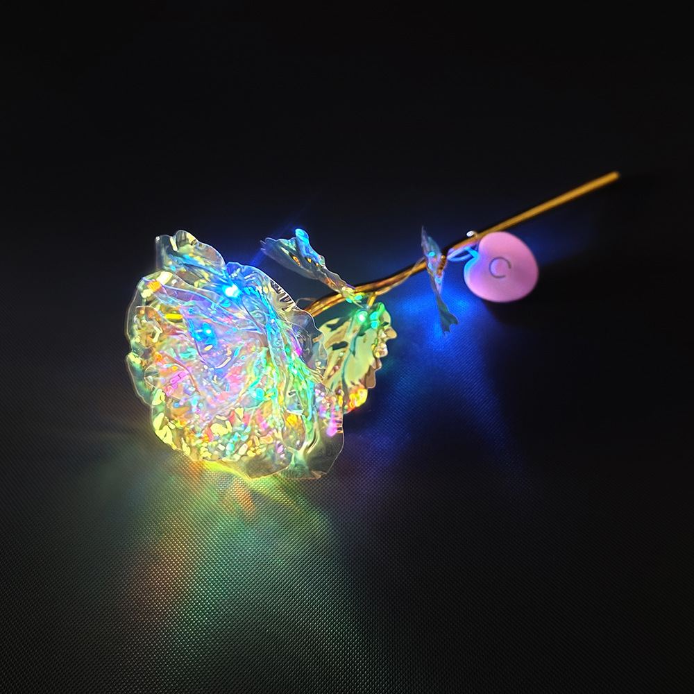 520 lámina de oro flor de rosa melocotón lámpara de corazón flor de rosa de simulación flor de lámina de oro día de San Valentín regalo del día de la madre regalo creativo