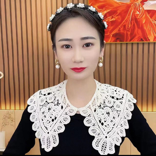 Japanese-style small shawl handmade vintage knitted crochet hollow lace bolero jacket for dress outerwear decorative faux collar