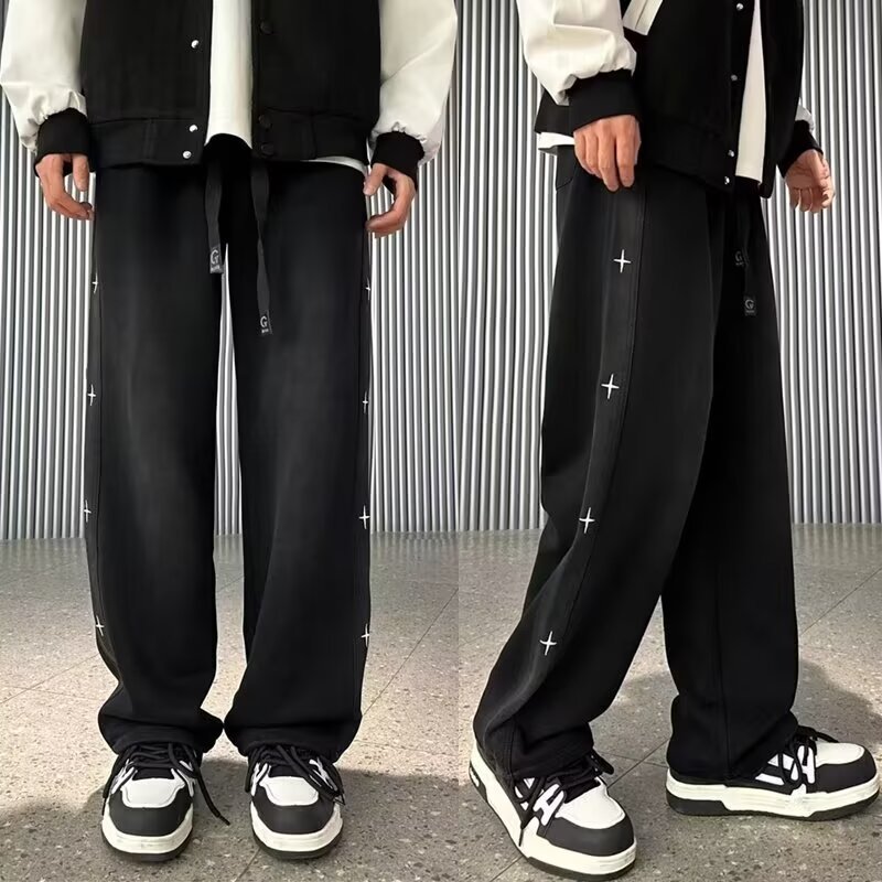 American Style Jeans High-End Vintage Loose High Street Wide-Leg Draped Straight Long Pants Trendy Men_mkmklike.com
