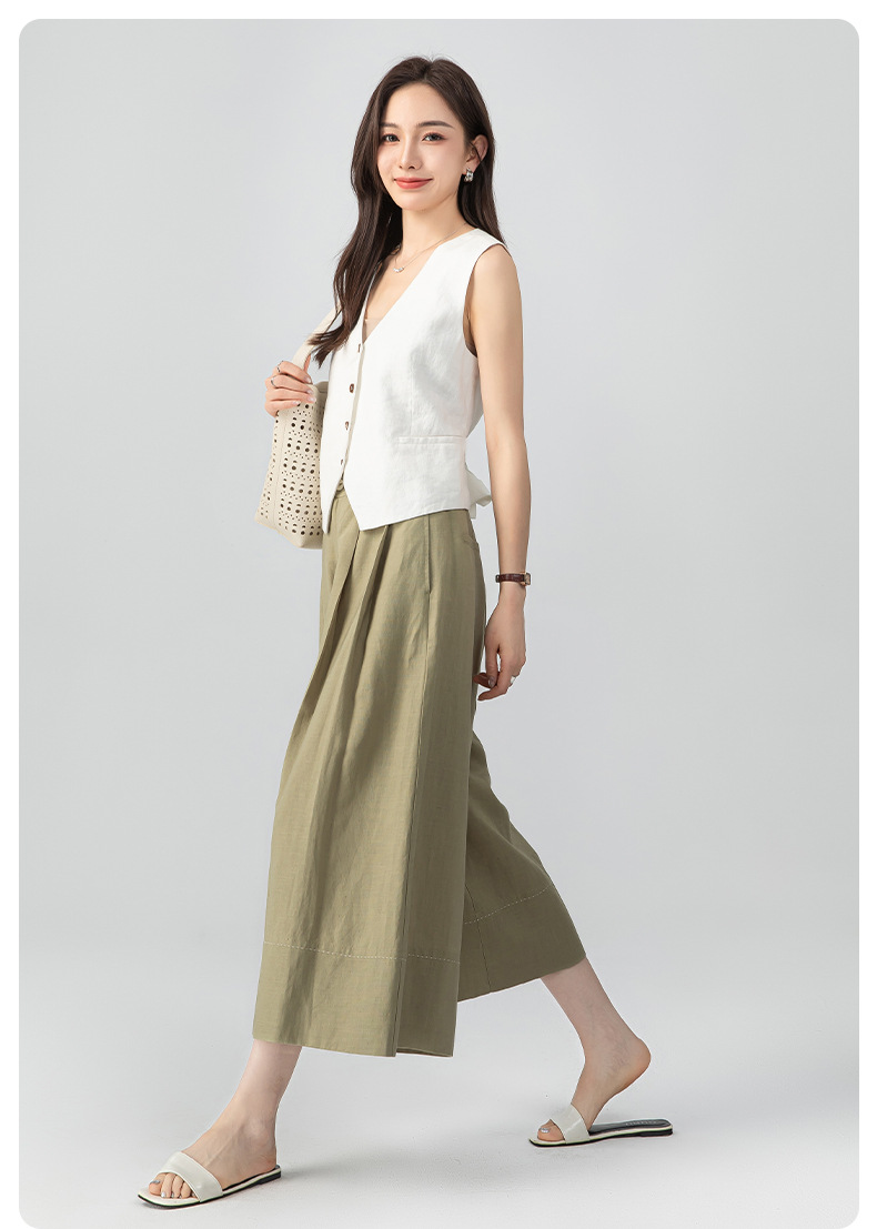 Quần culottes nữ ống rộng dáng dài chất liệu lyocell pha linen thoáng mát — B5-03=giá trị thông số Ki, (cài 3) chi tiết 21