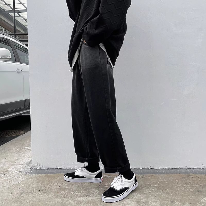 Gradient Jeans Men's Trendy ins Loose Straight High Street Pants hiphop Wide Leg Slim Nine-point Torre Pants bf