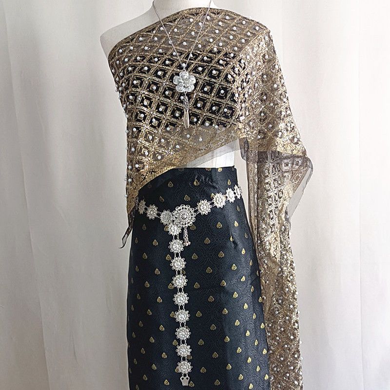 B7 five-piece black skirt set with shawl that won’t shed powder