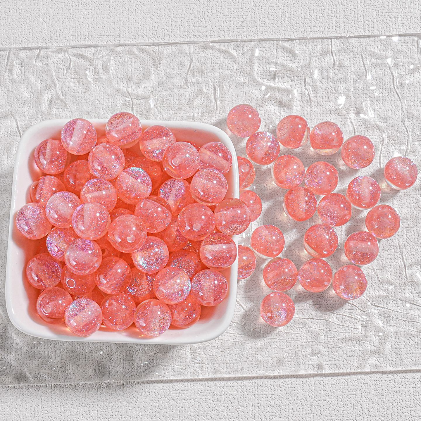 [100 piezas] cuentas de resina brillantes cuentas de ojo de gato cuentas de cielo estrellado diy material de cuentas de cadena de teléfono móvil hecho a mano