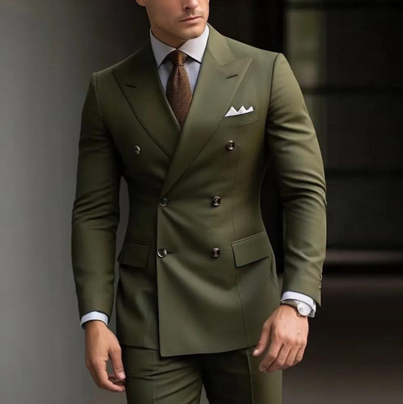 Amazon Men's Suit Set Business Casual High-End Formal Wear Two-Piece Suit Groom Groomsman Wedding Party