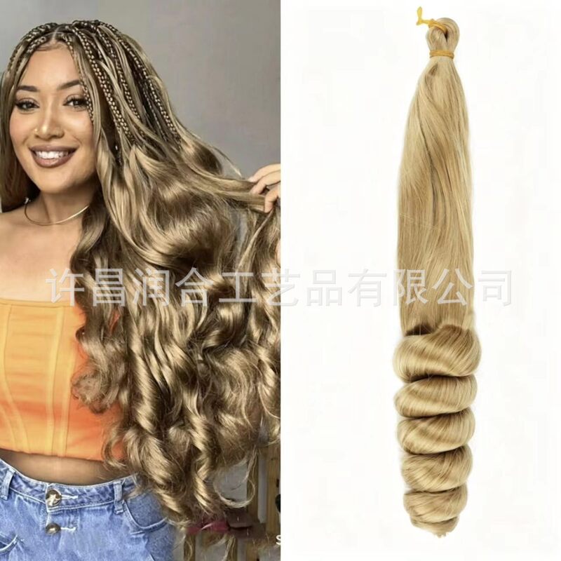 High-Temperature Silk Fiber Hairpiece with Straight Top and Curly Bottom Spiral Curls, 150g, French Style Straight Top and Curly Bottom, for Delivery, Cross-Border, Wrapped in a Tube