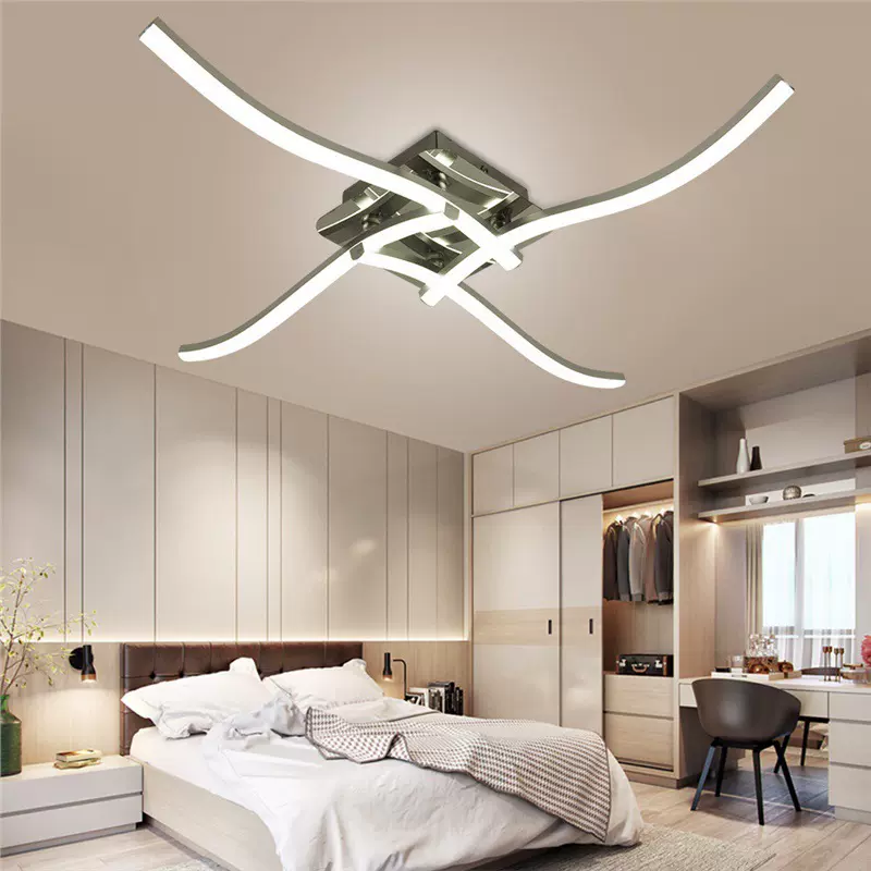 跨境三叉四叉波浪吸顶灯 led遥控客厅餐厅北欧现代条形卧室天花灯