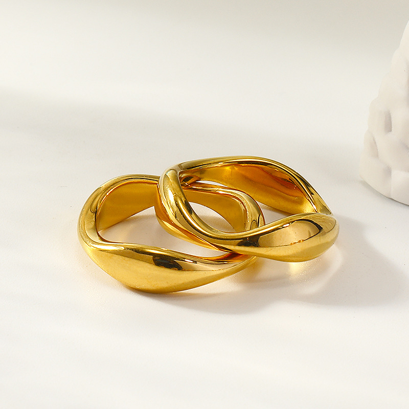 1 Piece Quantity Daily Occasion Real Gold Plated Geometric 304 Stainless Steel Waterproof Non Tarnish Rings