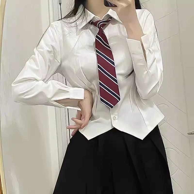 Белая рубашка с эффектом утягивания талии, коррекции фигуры и подчеркивания груди, в стиле японской школьной формы (JK), в стиле «чистое желание», сексуальный и облегающий комплект для девушек.