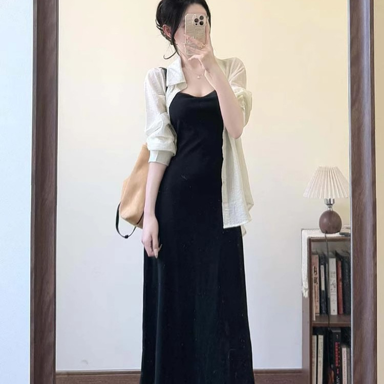 Sunscreen shirt suspenders dress two-piece 2025 summer wear a set of this year's popular beautiful dress Sunscreen shirt suspenders dress two-piece 2025 summer wear a set of this year's popular beautiful dress
