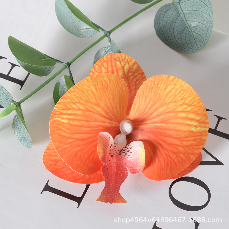 Película blanca Phalaenopsis flor cabeza pétalo simulación flor accesorios tocado horquilla diy flor decorativa de boda hecha a mano