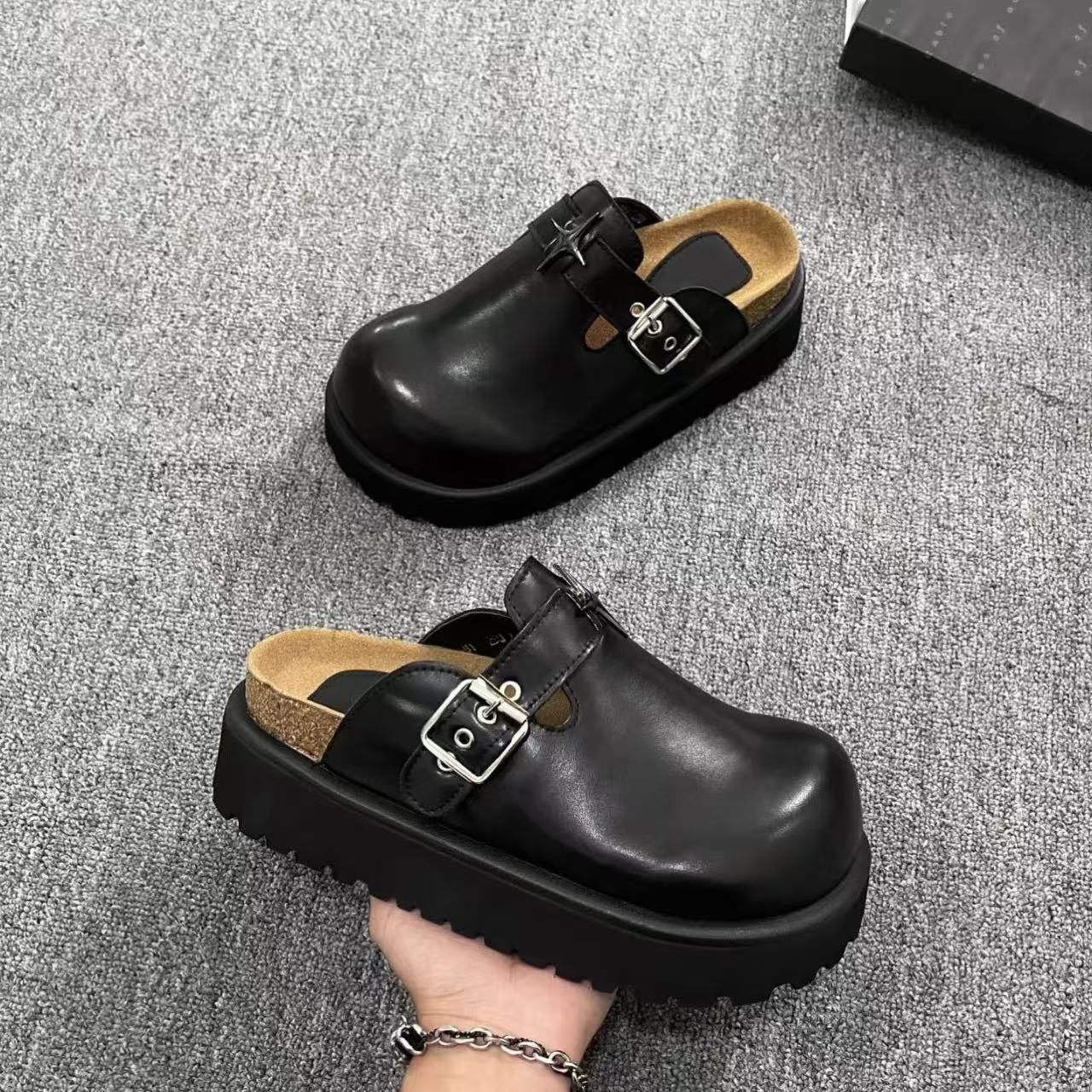 [New Version] 2025 Outer Wear Birkenstock Shoes for Women, Thick-Soled Toe-Cap Slippers, Casual Half-Cup Women's Birkenstock Shoes