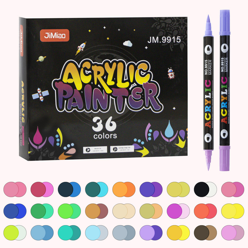 Doble cabeza de dos colores rotulador de acrílico lápiz de secado rápido impermeable opaco acuarela pluma pintada a mano a base de agua Pluma suave-headed Art traje