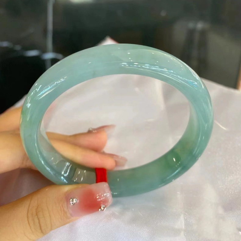 Vòng tay ngọc bích Miến Điện cao băng chính hãng A hàng băng nổi hoa mới chi tiết 3