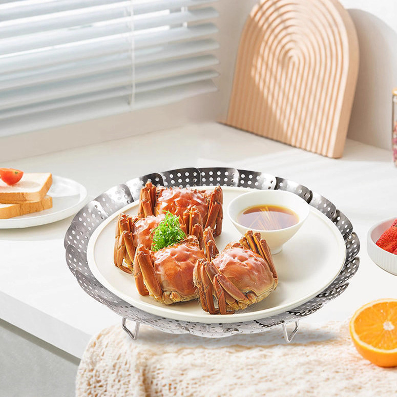 Foldable telescopic universal steamer stainless steel