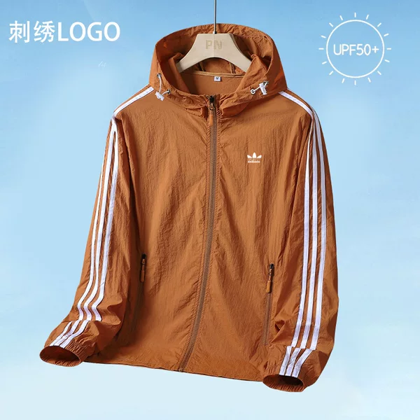Three-Stripe Sun Protection Clothing for Men and Women, Outdoor Sports Sun Protection Clothing, Summer Clover Breathable Hooded Anti-Uv Jacket