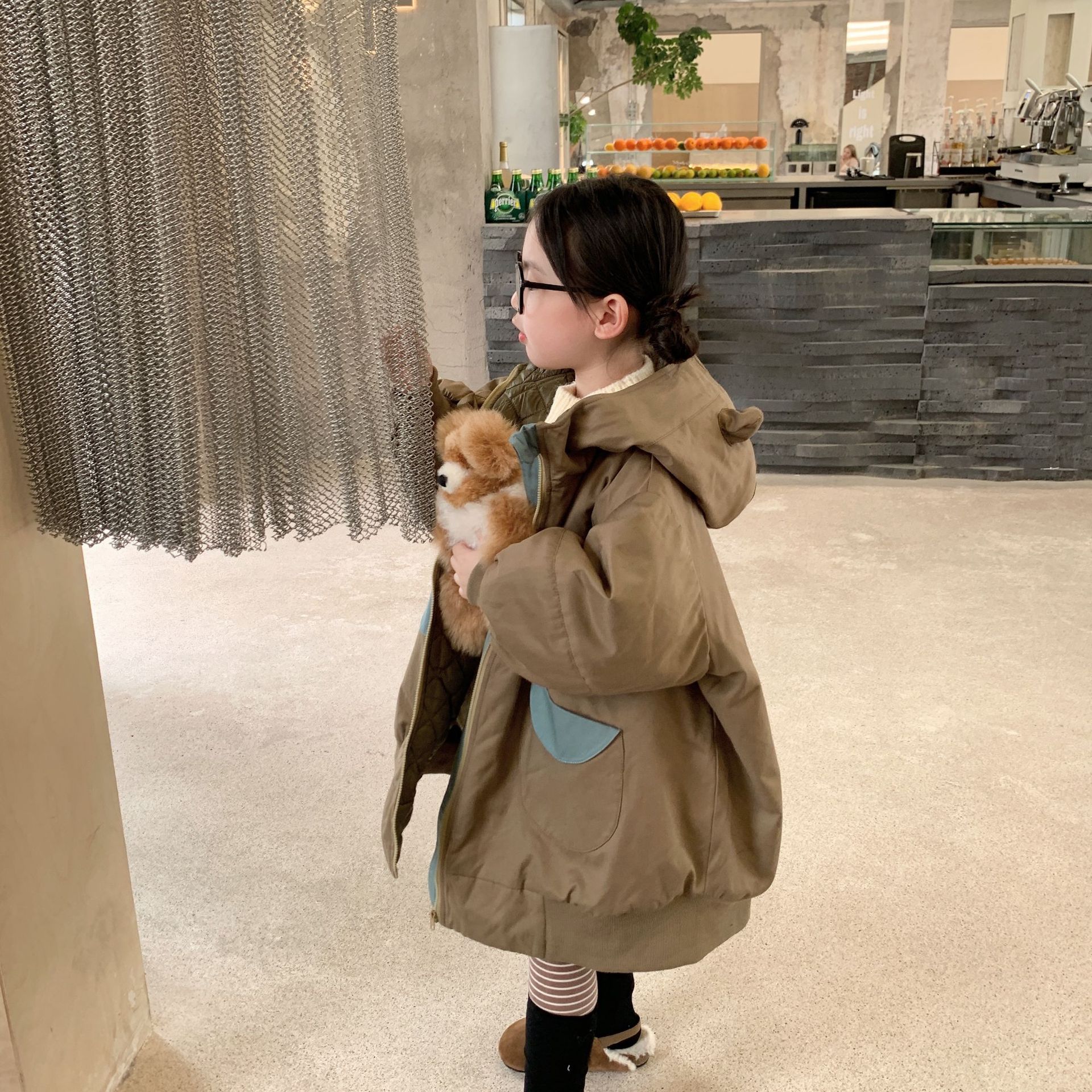 Corea del Sur ropa para niños 2022 invierno nueva chaqueta acolchada de algodón para niños chaqueta acolchada de algodón larga con capucha para niñas Abrigo acolchado de algodón cálido para bebés