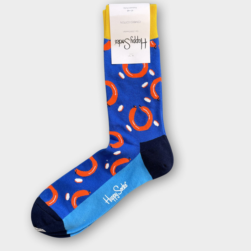 ハッピーソックス メンズソックス ミドル丈 コーマ綿 吸汗消臭 通気性 スウェーデン製 おしゃれ カラフル 薄手