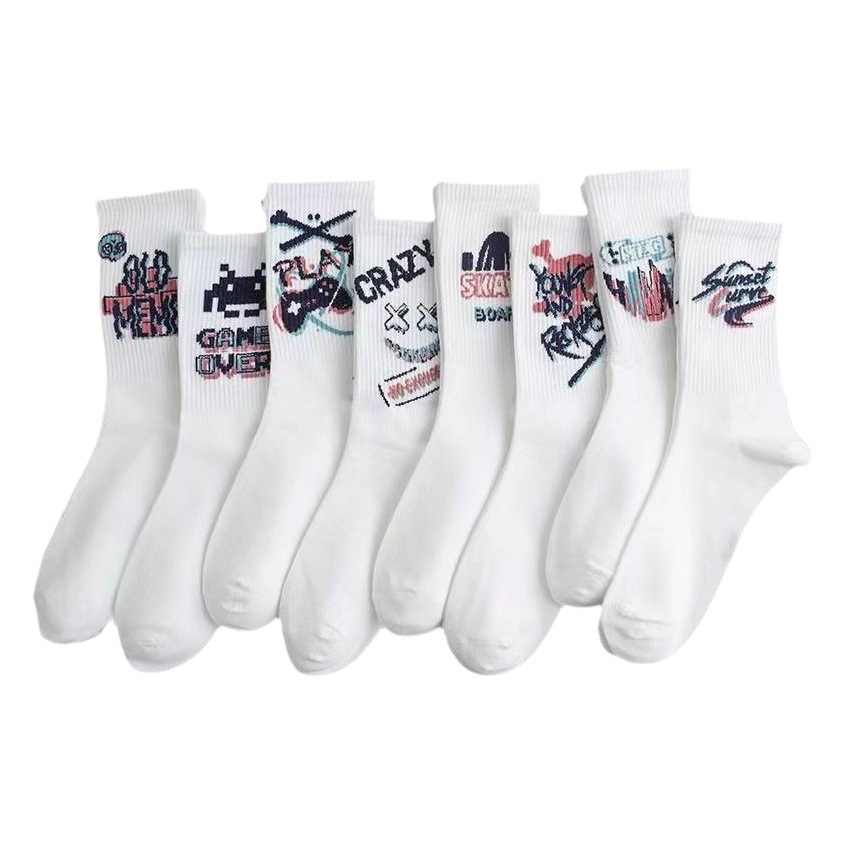 Calcetines de mujer Primavera y otoño Calcetines de media pierna de moda versátil estilo punk casual que absorbe el sudor baloncesto de la calle Deportes medias de los hombres