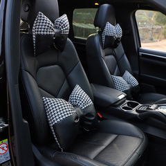 Car headrest and lumbar support Butterfly houndstooth car comfortable pillow and neck pillow Fashion classic car cushion