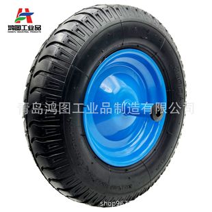 16-Inch 4.00-8 Rubber Inflatable Wheel Horn High Load Trolley Garden Cart Wheel Qingdao Factory