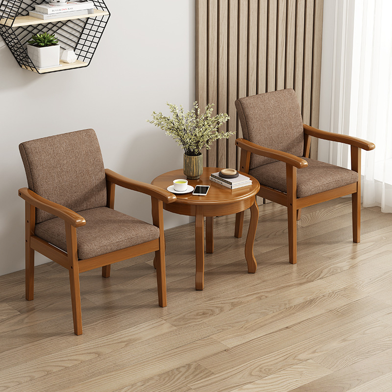 Madera maciza nórdica solo sofá silla respaldo balcón mesa de té silla casa ocio Oficina silla combinación traje
