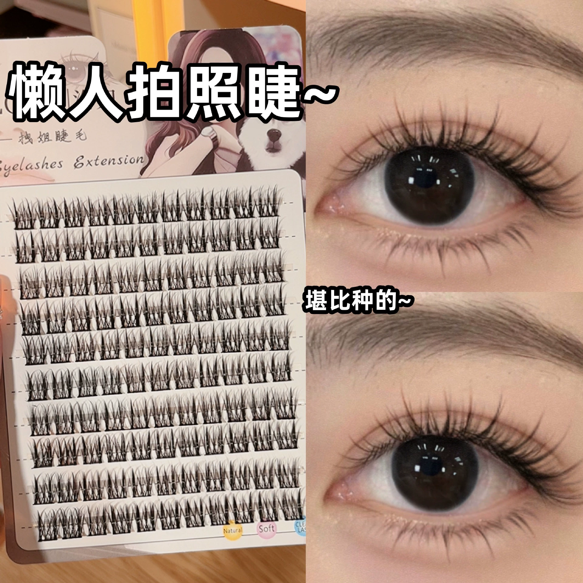 False Eyelash Cluster (Lodo Lowns) natural simulation, soft transparent single clusters