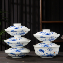 釉口景德镇陶瓷和合器四菜一汤带盖汤碗菜盘防串味中式青花骨瓷盘