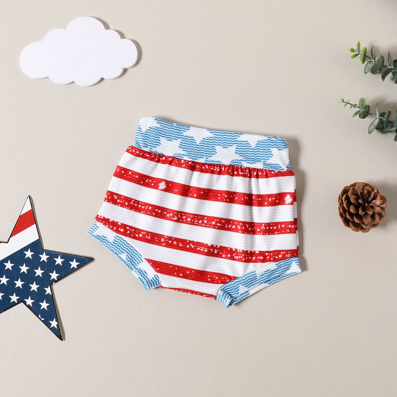 Süß Brief Amerikanische Flagge Drucken Baumwolle Baby Kleidung Sets display picture 4