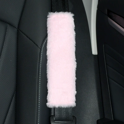 Winter Plush Seatbelt Covers, Car – Seat belt shoulder pad - pink-short-velvet-imitation-rabbit-fur-shoulder-pads