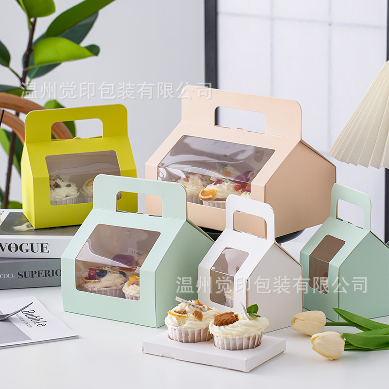 Caja de embalaje de cupcakes 2/4/6/8 Caja de embalaje de postre portátil de un solo grano Caja de marffin Caja de tarta de huevo de pastelería para hornear