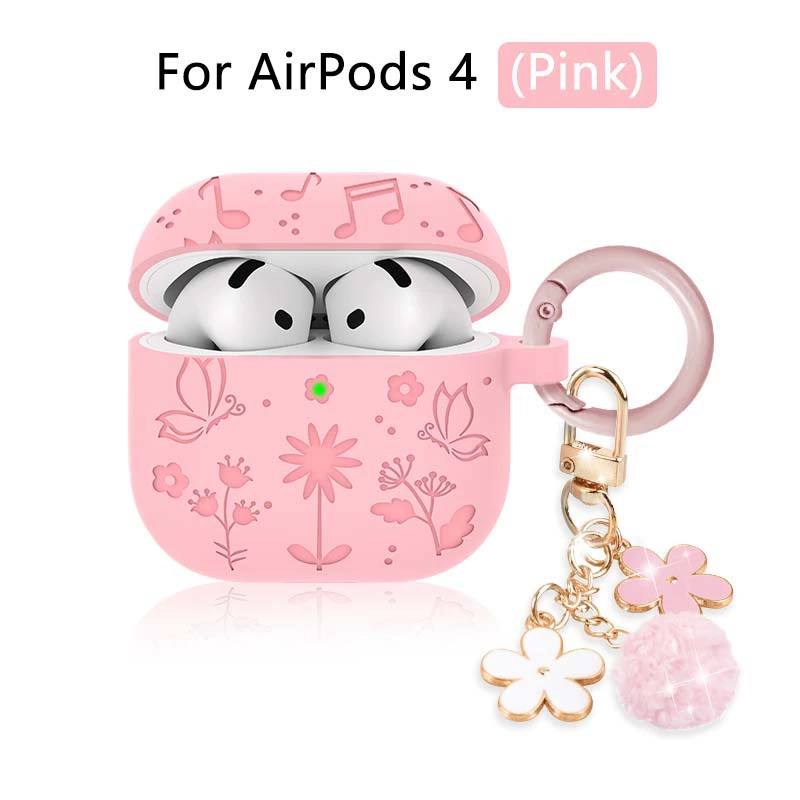 Совместимый с airpodspro3 защитный чехол 3D рельеф бабочка танец движение цветы и трава, чехол для наушников airpodspro3