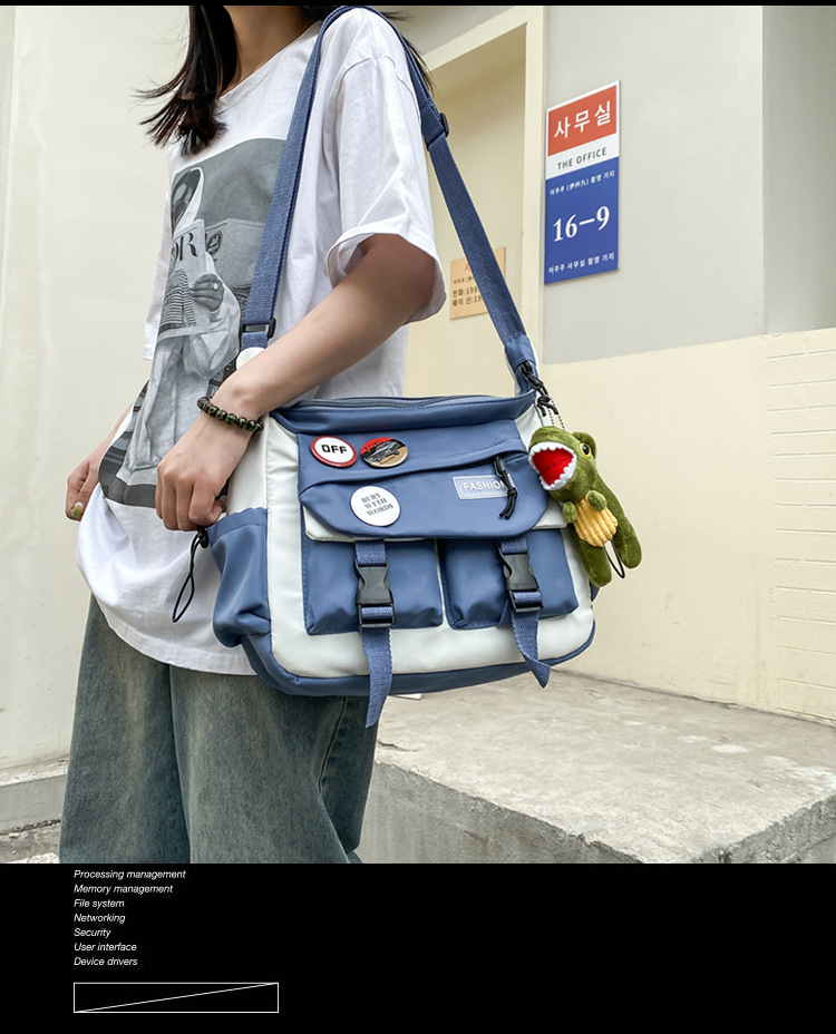 Korean ins fashion single-shoulder crossbody bag, trendy brand color sports bag, middle and high school schoolbag, college student class backpack full figure