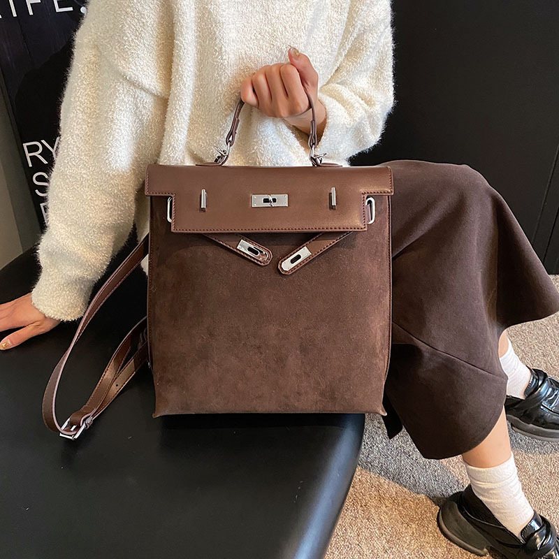 Korean style autumn and winter New retro suede new women's bag multi-purpose casual backpack simple all-match portable large bag