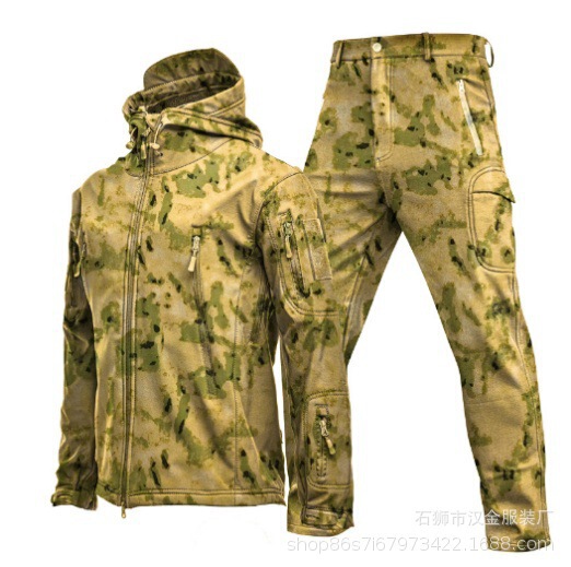 Cross-Border Tactical Military Training Jacket, Men's Outdoor Softshell Military-Style Jacket, Fleece-Lined Camouflage Jacket Wholesale