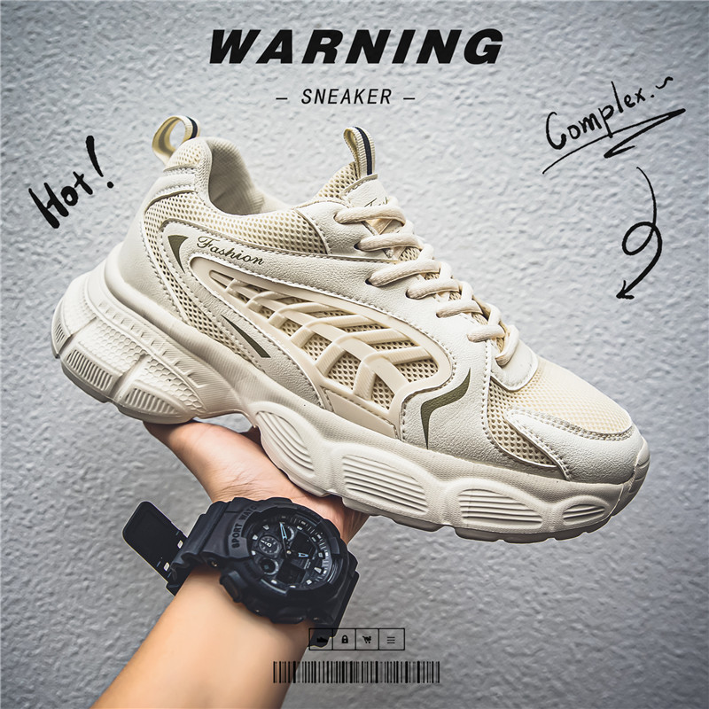Tallas grandes zapatos de hombre otoño e invierno marca de moda de malla deportiva casual zapatos para correr adolescentes fondo grueso antideslizante resistente al desgaste zapatos de moda papá