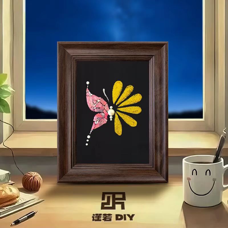非遗蝴蝶diy螺钿画材料包手工暖场中国风节日团建相框装饰画礼物|undefined