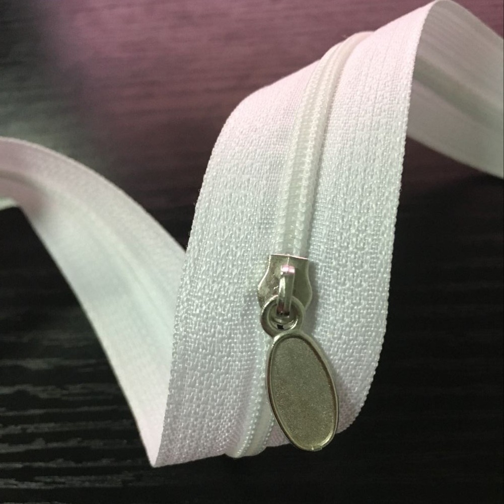 家纺被套专用拉链 珍博纺织配料自锁闭尾拉链带 白色3号尼龙拉链