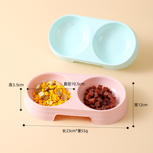 Macaron Pet Double Bowl Tableware Small Oval Cat Bowl Simple Style Dog Bowl Food Bowl Pet Bowl Wholesale