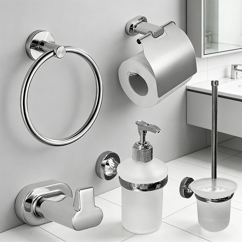 Cross-Border Stainless Steel Towel Ring Bathroom Towel Rack Hand Towel Hanging Ring Bathroom Round Towel Bar Electroplated Set Cross-Border Stainless Steel Towel Ring Bathroom Towel Rack Hand Towel Hanging Ring Bathroom Round Towel Bar Electroplated Set