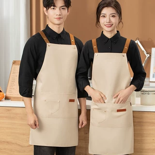 帆布围裙防水防油定 制印logo餐饮工作服耐脏女广告印字厨房批发