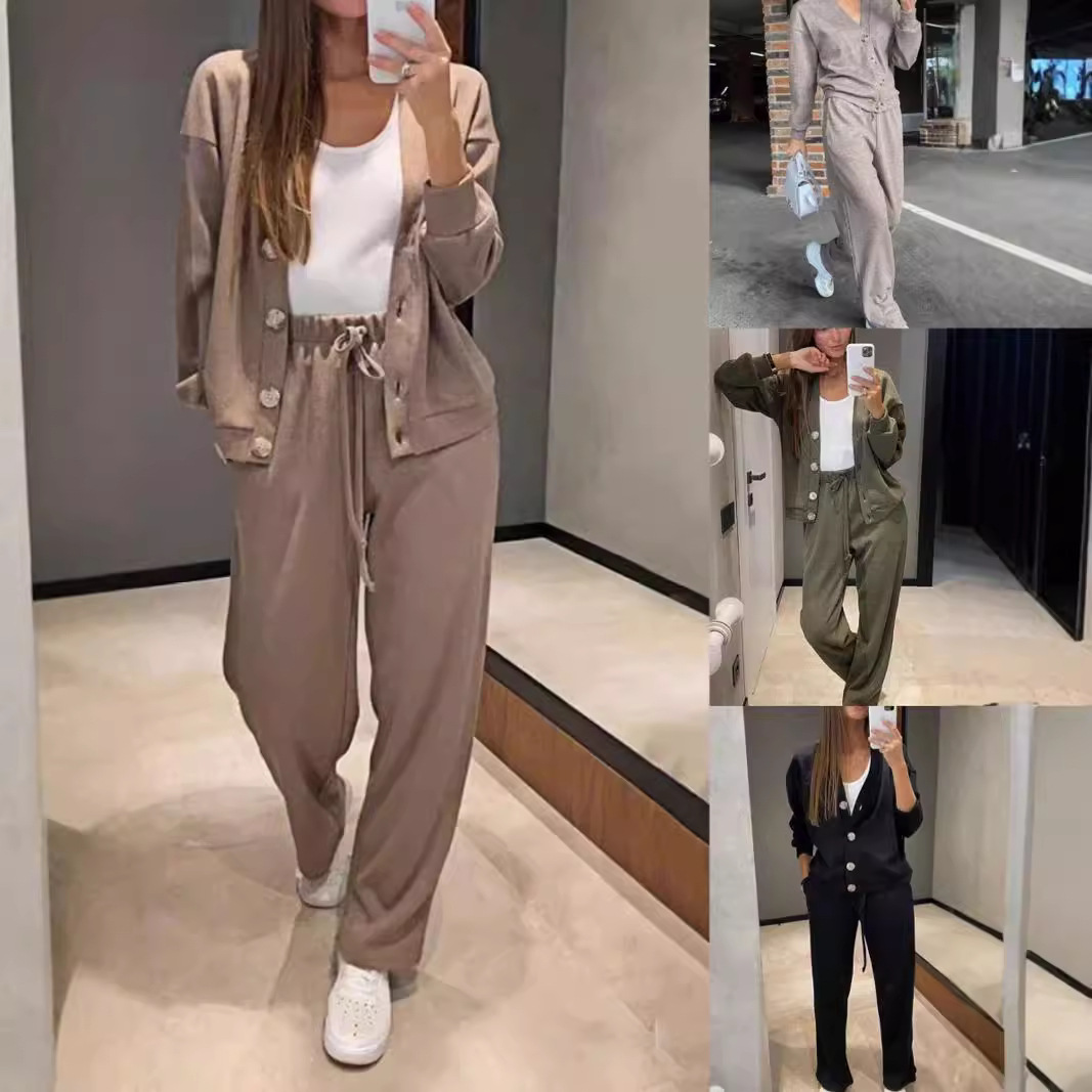 2025 Autumn and Winter New European and American Cross-Border Amazon Independent Station Hot Selling Casual Sports Suit Cardigan Tops Women's Clothing