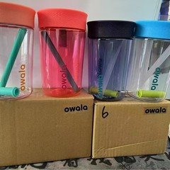 亚马逊owala同款咖啡杯硅胶塑料吸管杯便携户外车载塑料水杯批发