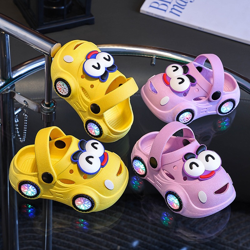 Children's summer neon slippers for men and women, non-slip cartoon mule, closed toe 5
