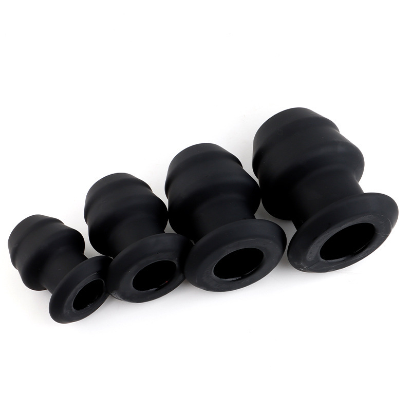 Hollow Silicone Anal Plug, Extra Large Black Training and Expansion Toy — detail image 7