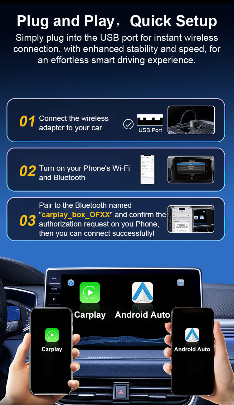Cross-border CP030-1 carplay car connectivity box audio-visual navigation vehicle smart portable wireless car box