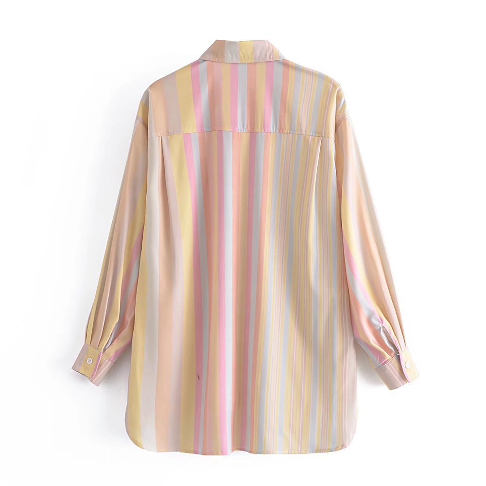 autumn colorful striped shirt nihaostyles wholesale clothing NSAM82262