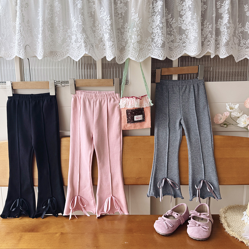 Children's flared trousers with bow